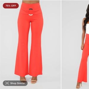 NWT Fashion Nova Tangerine Eat Your Heart Out Flare Pants Size S